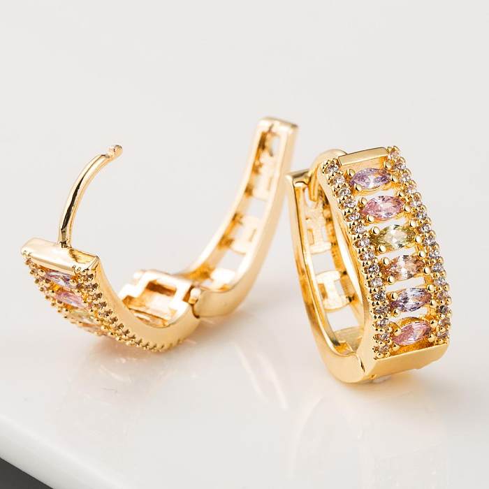 Korean Earrings Female Earrings Copper Inlaid Zircon Plating 18K Real Gold Gold French Earrings