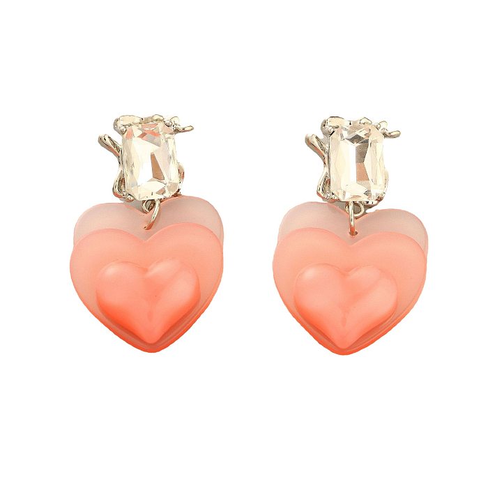1 par de brincos estilo clássico em formato de coração com zircônia de cobre