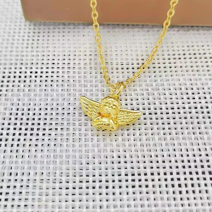 Simple Style Sun Moon Copper Irregular Plating Inlay Zircon 18K Gold Plated Pendant Necklace