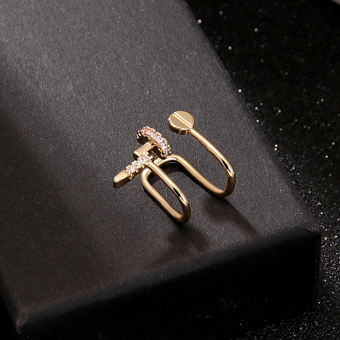 French Style Simple Style Korean Style Geometric Copper Plating Zircon Ear Clips 1 Piece