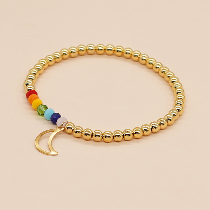 Bracelets de placage de perles de cuivre de lune géométrique de style simple
