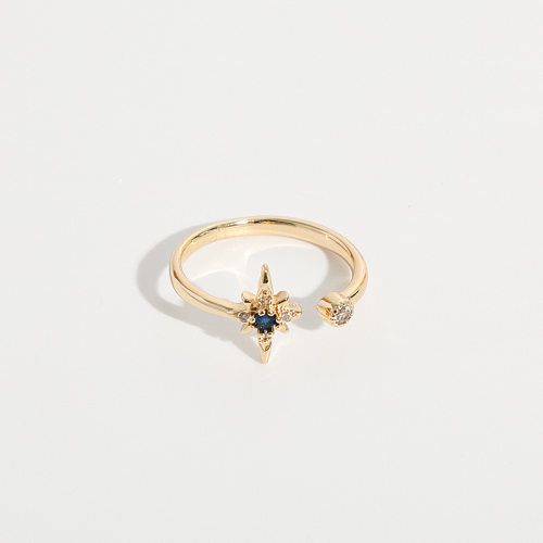 Einfacher offener Ring in Sternbildform mit Kupferbeschichtung aus 14-karätigem Echtgold