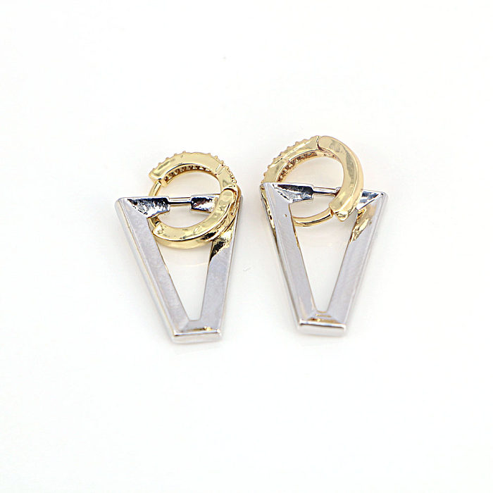 Einfache dreidimensionale Dreieck einfache Mode trendige Kupfer Ohrringe Großhandel
