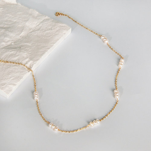 Modische Perlen-Kupfer-Perlen-Halskette, 1 Stück