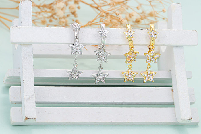 Korean Five-pointed Star Zircon Earrings Wholesale