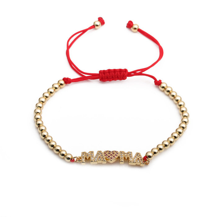 Nouveauté MAMA Lettre Cuivre Zircon Bracelets En Vrac