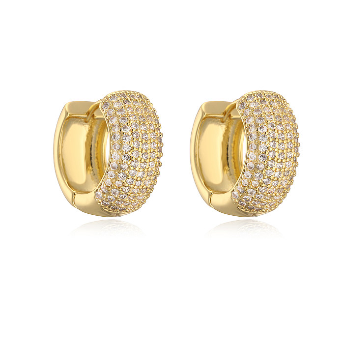 1 Pair Simple Style Commute Geometric Plating Inlay Copper Zircon 18K Gold Plated Ear Studs