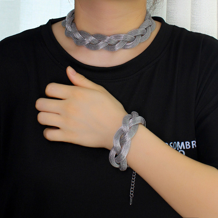 Streetwear Twist Stainless Steel Titanium Steel Bracelets Necklace