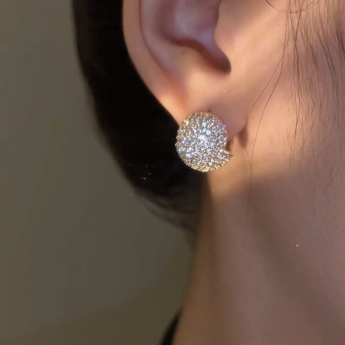 Boucles d'oreilles en Zircon avec incrustation de cuivre géométrique de Style Simple à la mode