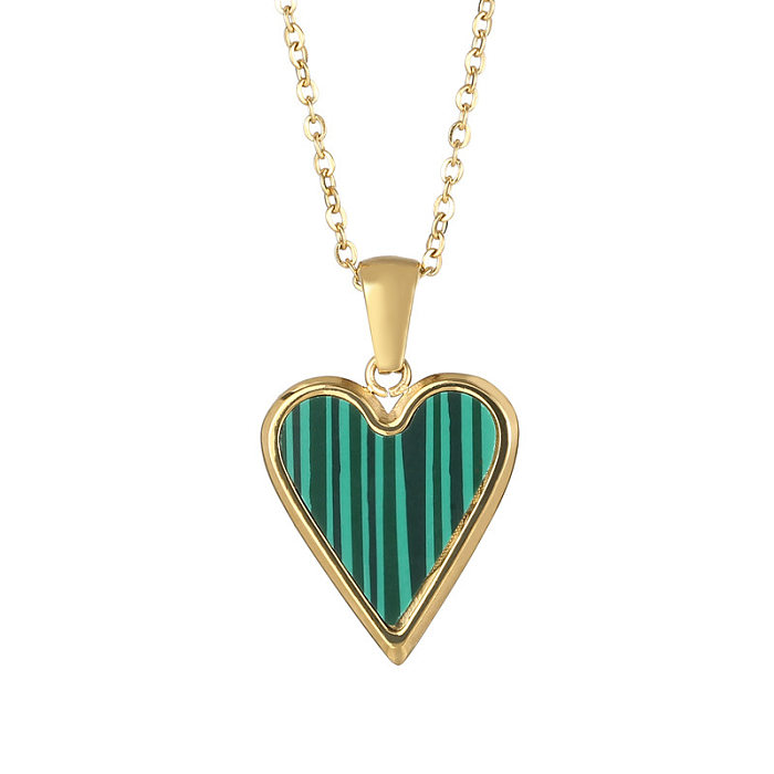 Fashion Heart Shape Titanium Steel Plating Shell Earrings Necklace