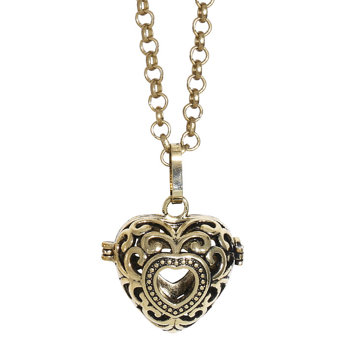 Retro Fashion Heart Shape Copper Plating Hollow Out 18K Gold Plated Pendant Necklace