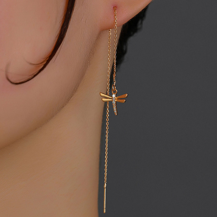 Fashion Crown Copper Inlay Zircon Ear Line 1 Pair