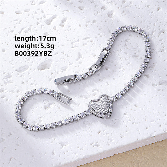 Bracelets décontractés en Zircon avec incrustation de cuivre en forme de cœur, fleur et papillon