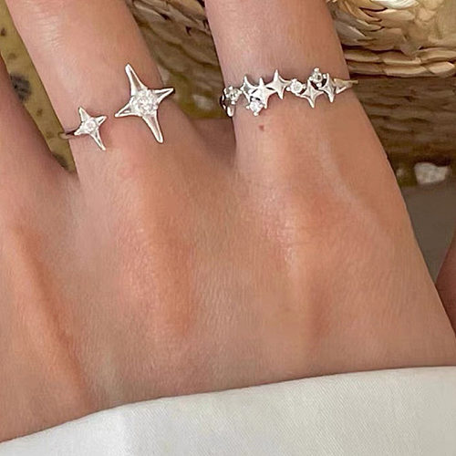 Anillos abiertos con revestimiento de cobre en forma de estrella de estilo simple