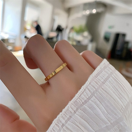 Anéis de aço inoxidável em formato de coração estilo INS estilo coreano