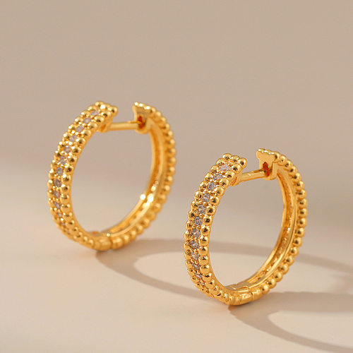 1 Pair Casual Simple Style Solid Color Plating Inlay Copper Zircon Hoop Earrings