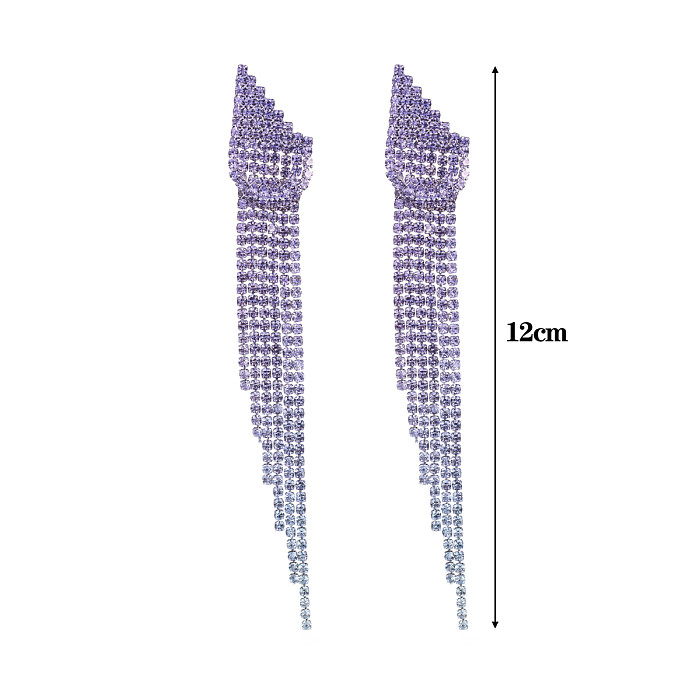 1 Paar schlichte, glänzende Quastenüberzug-Inlay-Strasssteine, versilberte Tropfenohrringe