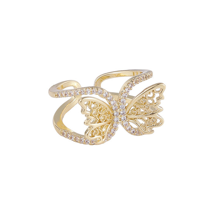 Anel de borboleta moda retro abertura índice dedo anel jóias por atacado
