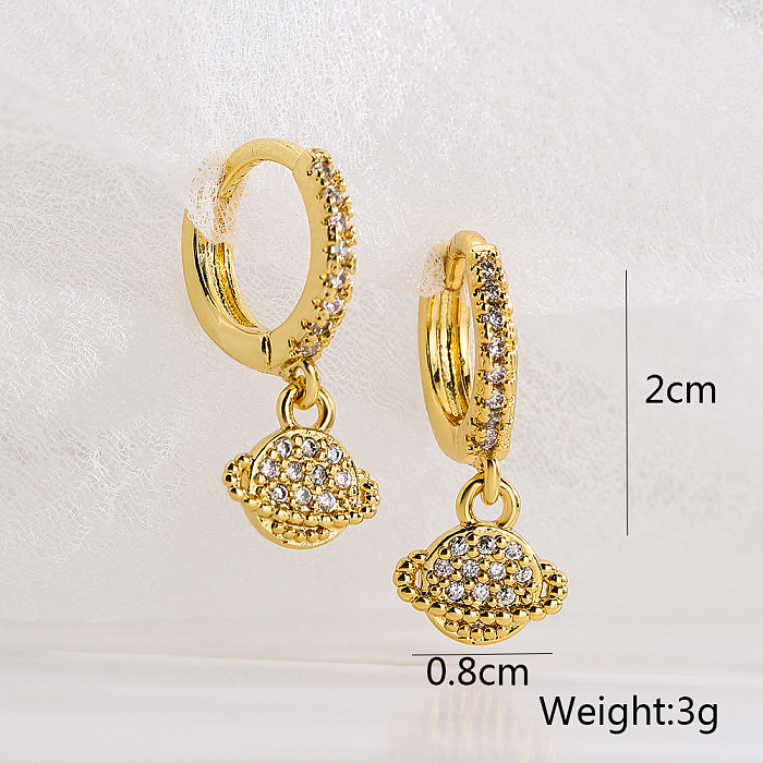 Fashion Planet Copper Gold Plated Zircon Drop Earrings 1 Pair