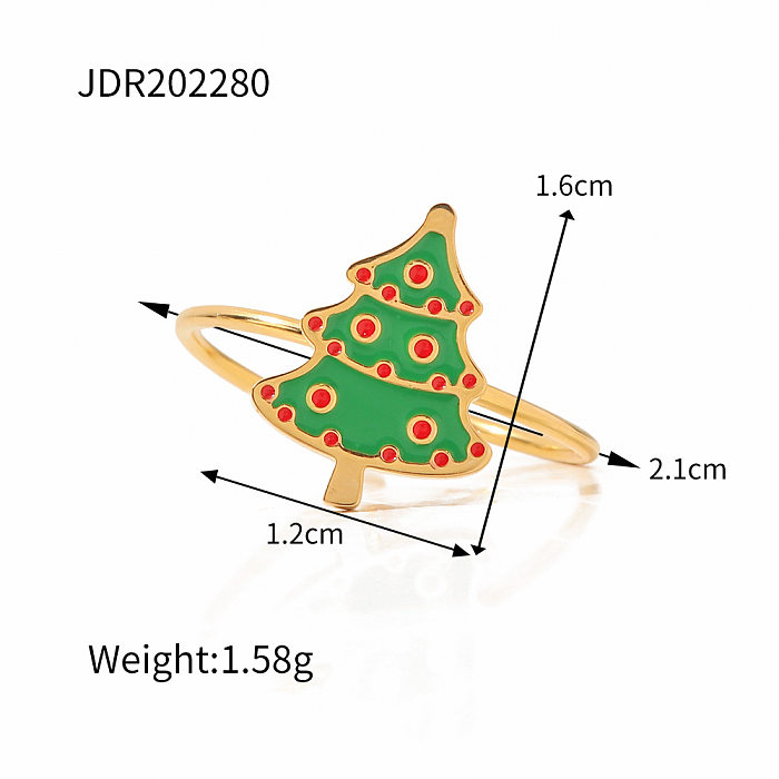 أزياء شجرة عيد الميلاد سانتا كلوز الفولاذ المقاوم للصدأ المينا حلقة مفتوحة 1 قطعة
