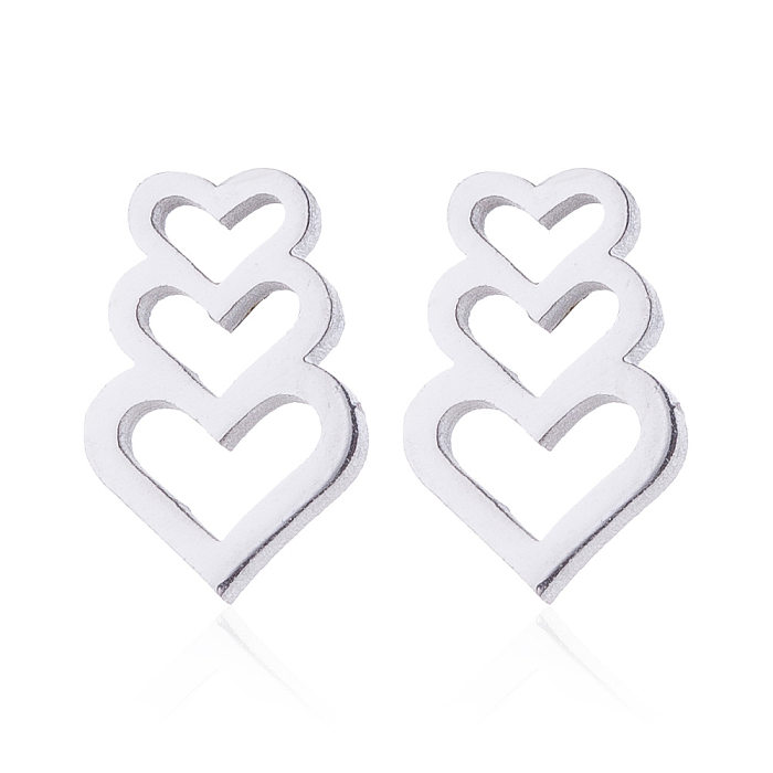 طقم مجوهرات من الفولاذ المقاوم للصدأ على شكل قلب مكون من قطعتين