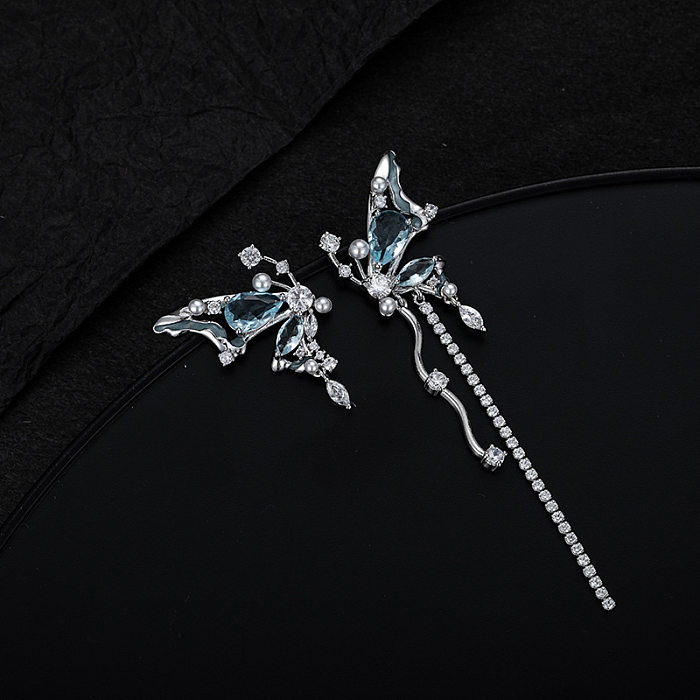 Simple Style Insect Copper Inlay Zircon Earrings Necklace