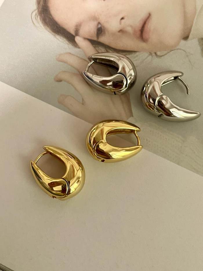 Retro Solid Color Brass Plating Hoop Earrings 1 Pair