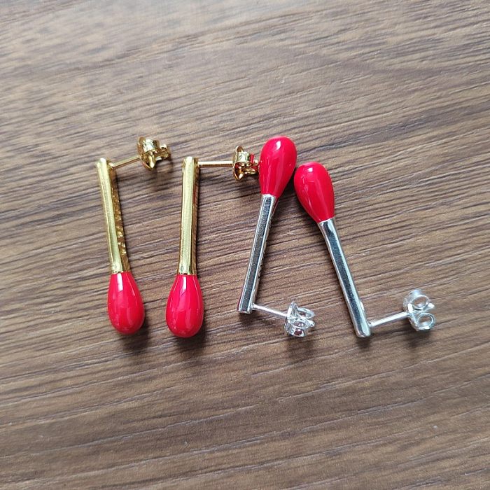 1 Pair Commute Color Block Plating Copper Silver Plated Ear Studs