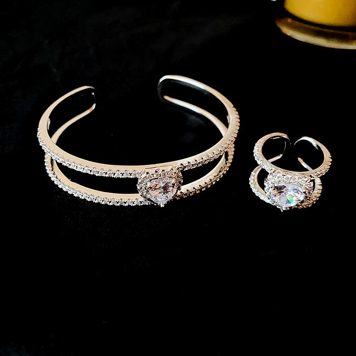 Simple Style Solid Color Copper Inlay Zircon Rings Bracelets