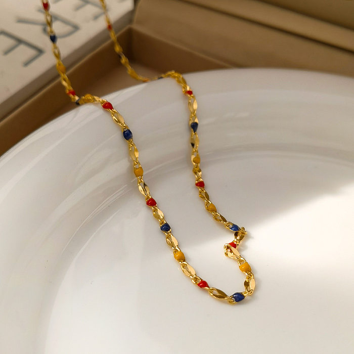 1 pièce dame géométrique cuivre placage plaqué or femmes Bracelets collier