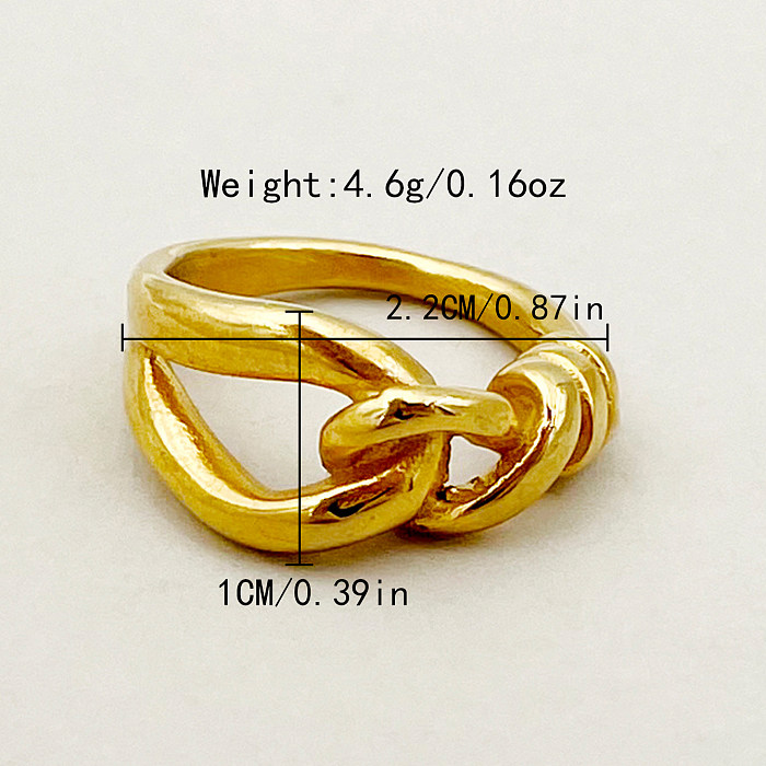 حلقات مطلية بالذهب مطلية بالذهب بلون خالص من الفولاذ المقاوم للصدأ بأسلوب بسيط