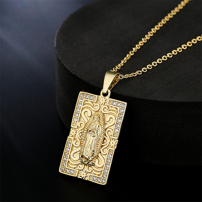 Copper Micro-inlaid Zircon Religious Jewelry Golden Maria Necklace Wholesale