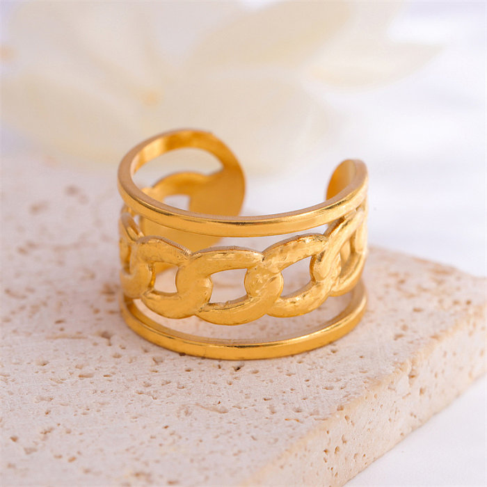 Lady Simple Style Round Stainless Steel Plating 18K Gold Plated Open Rings