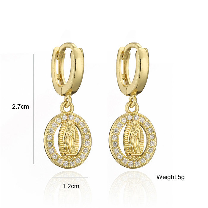 Fashion Classic Virgin Mary Shape Copper Micro-inlaid Earrings