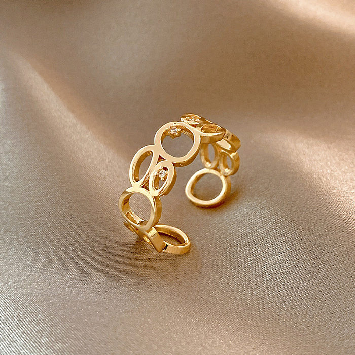 Fashion Geometric Copper Inlay Artificial Pearls Zircon Open Ring 1 Piece