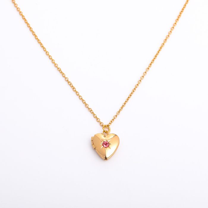 Colar com pingente banhado a ouro 18K com revestimento de cobre em forma de coração estilo simples
