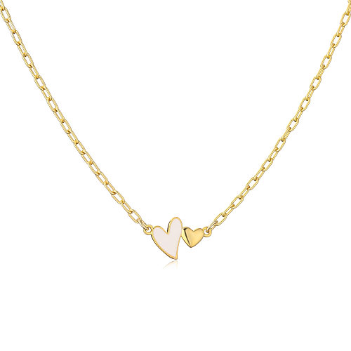 1 peça estilo simples forma de coração cobre esmaltado pingente colar