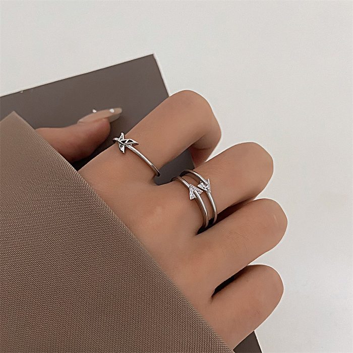 Simple Style Swan Heart Shape Copper Plating 14K Gold Plated Open Ring