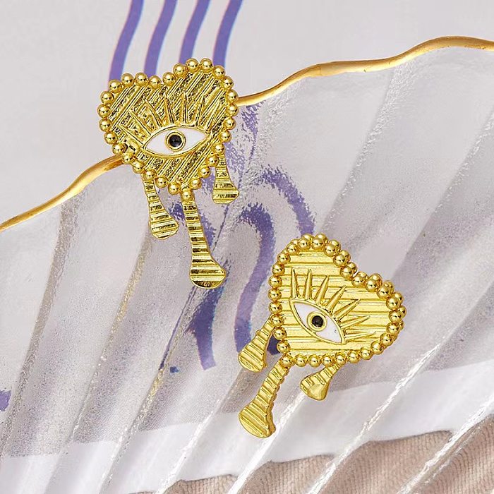 1 Pair Classic Style Devil'S Eye Plating Copper Ear Studs
