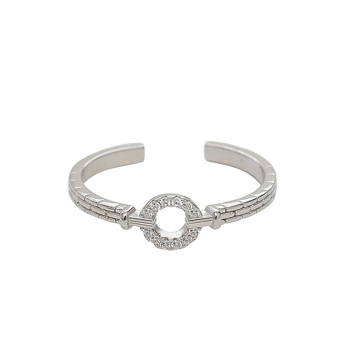 Anéis abertos de zircão com embutimento de cobre geométrico de estilo simples e elegante