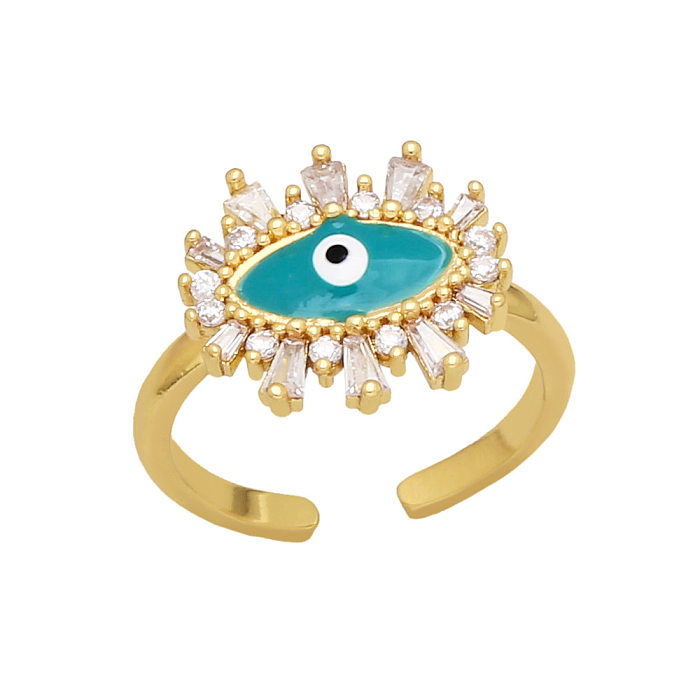 Fashion Colorful Drop Oil Zircon Inlaid Devil's Eye Open Adjustable Ring