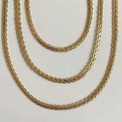 Retro Solid Color Copper Plating 18K Gold Plated Necklace
