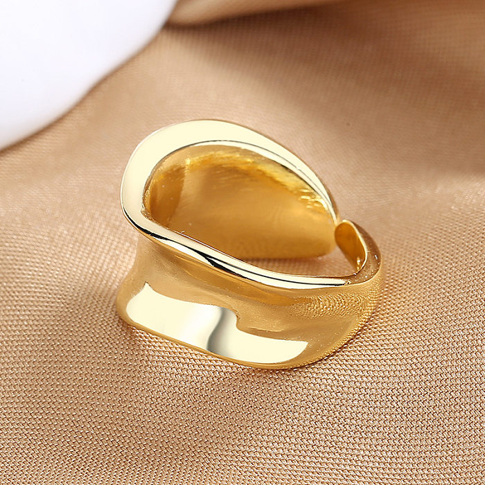 1 Piece Simple Style Solid Color Copper Plating Open Ring