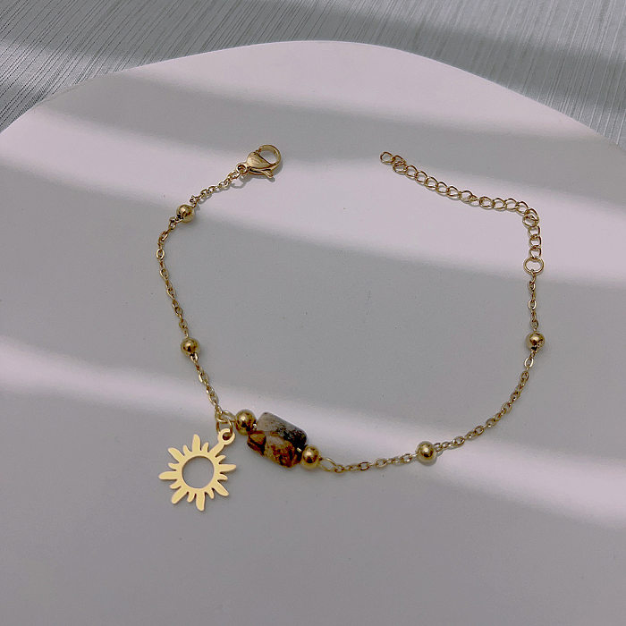 Mode soleil carré en acier inoxydable placage évider femmes Bracelets boucles d'oreilles collier