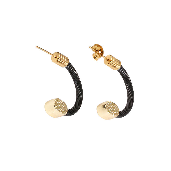 Cercle de mode incrustation en acier inoxydable pierres précieuses artificielles anneaux bracelets boucles d'oreilles 1 pièce 1 paire
