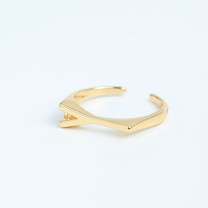 Simple Style Solid Color Copper Plating Rings 1 Piece