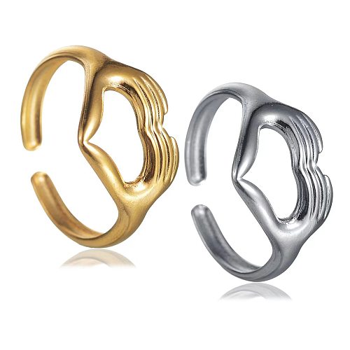 Anéis abertos de aço inoxidável em forma de coração de estilo simples a granel