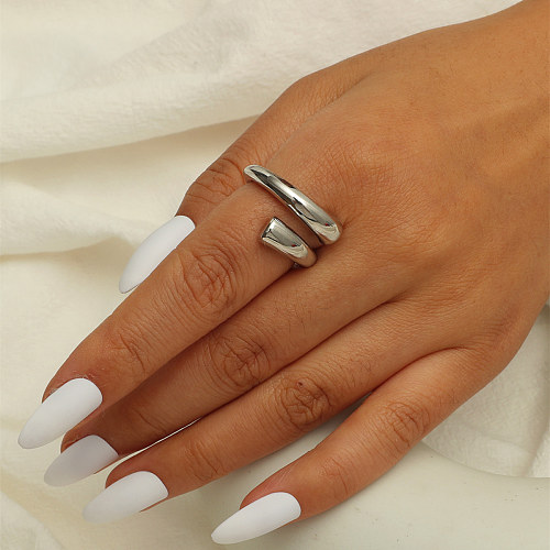 INS Style Casual Solid Color Copper Plating 18K Gold Plated Open Ring