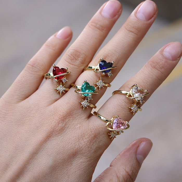 Fashion Copper New Micro-inlaid Color Diamond Copper Rings