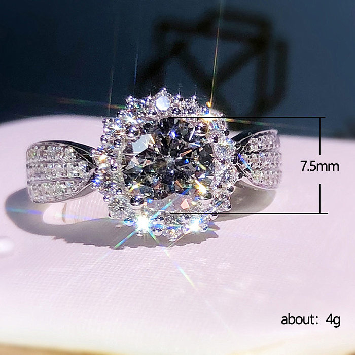 Exquisiter Gypsophila-Ring aus mikroverkrustetem Zirkon-Kupfer, modische Hochzeitsaccessoires für Damen